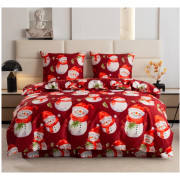 Pościel Świąteczna 3D Satyna Bawełniana 160/200 4cz Czerwona Wesołe Ba.