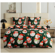 Pościel Świąteczna 3D Satyna Bawełniana 160/200 4cz Zielona Wesołe Bał.