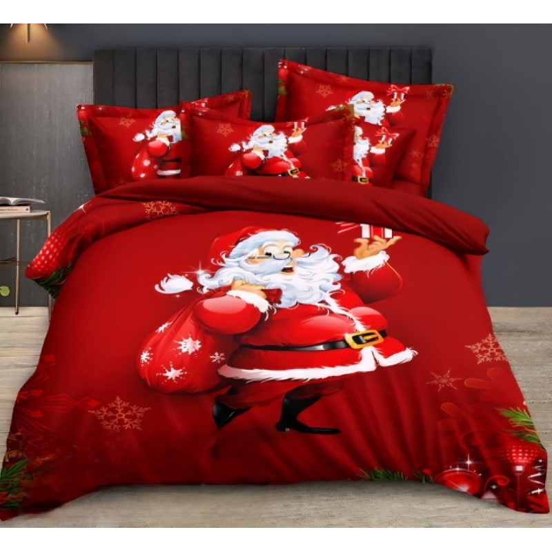 Pościel Świąteczna 3D Wzór Faktyczny 160/200 3cz Mikołaj Z Workiem