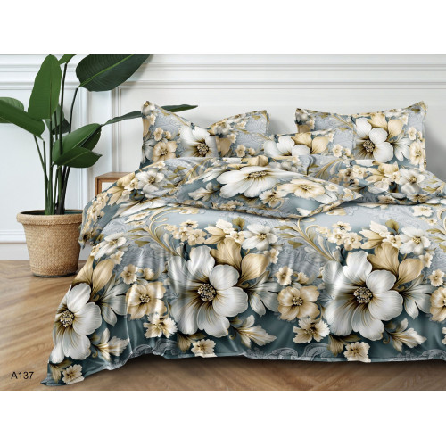 Pościel 3D Satyna Bawełniana 220/200 3cz Kwiaty