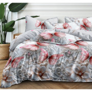 Pościel 3D Satyna Bawełniana 220/200 3cz Różowe Motyle