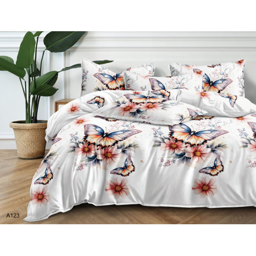 Pościel 3D Satyna Bawełniana 220/200 3cz Kolorowe Motyle