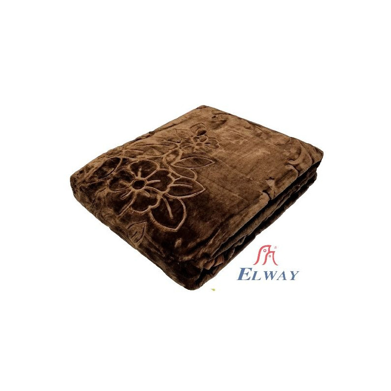 Koc Elway Gruby Tłoczony 160/210cm Czekoladowy