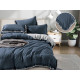 Pościel Z Dwukolorową Falbanką Satyna Bawełniana 160x200 Granatowo/Sza...