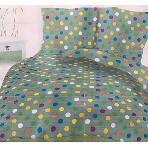 Komplet Pościeli Z Kory 100% Bawełna 160x200cm Kolorowe Kółka