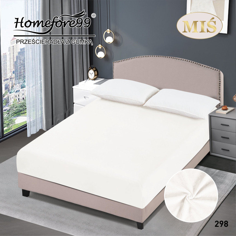 Prześcieradło Z Gumką Pluszowa Mikrofibra Miś 180x200 Białe