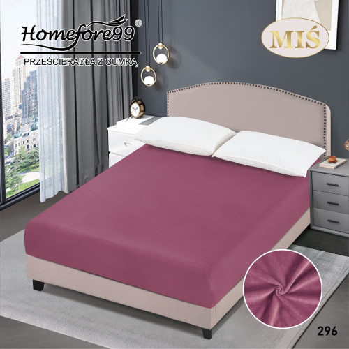 Prześcieradło Z Gumką Pluszowa Mikrofibra Miś 140x200 Amarant