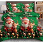 Pościel Świąteczna 3D Satyna Bawełniana 220/200 3cz Mikołaj Z Renifere...