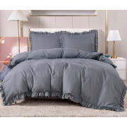 Pościel Z Falbanką Mikrofibra Cotton World 220x200 3cz Szara