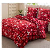 Pościel Świąteczna Gruba Z Mikrofibry Miś 160x200cm 3cz Renifery Gwiaz...