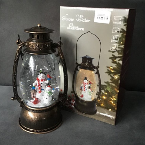 Ozdoba Świąteczna Latarnia Lampion Led Z Pozytywką Bałwanki