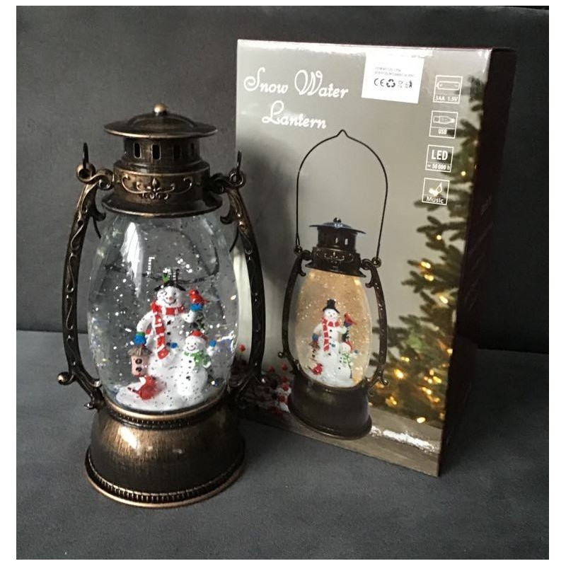 Ozdoba Świąteczna Latarnia Lampion Led Z Pozytywką Bałwanki