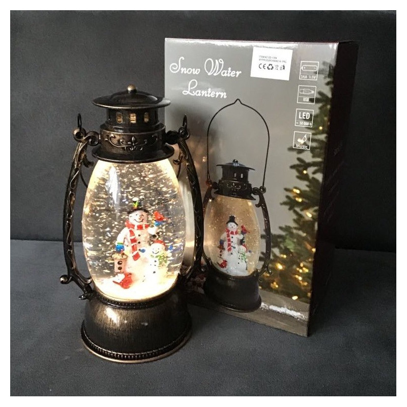 Ozdoba Świąteczna Latarnia Lampion Led Z Pozytywką Bałwanki