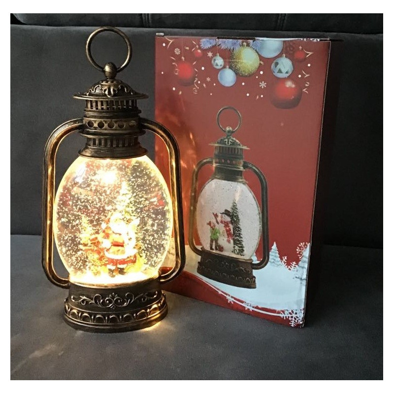 Ozdoba Świąteczna Latarnia Lampion Led Z Pozytywką Mikołaj Przy Saniac...