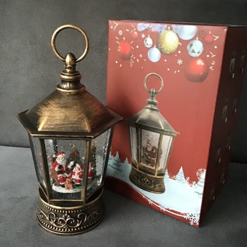 Ozdoba Świąteczna Latarnia Lampion Led Z Pozytywką Mikołaj w Fotelu