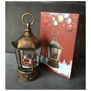 Ozdoba Świąteczna Latarnia Lampion Led Z Pozytywką Mikołaj w Fotelu