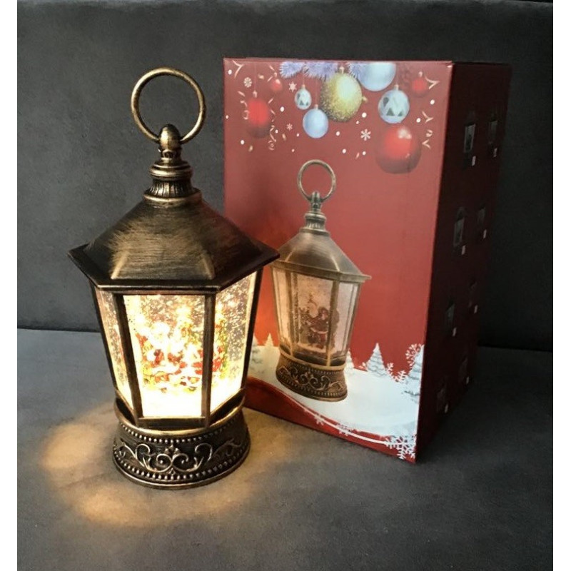 Ozdoba Świąteczna Latarnia Lampion Led Z Pozytywką Mikołaj w Fotelu