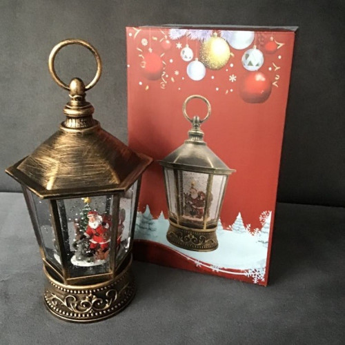 Ozdoba Świąteczna Latarnia Lampion Led Z Pozytywką Mikołaj Z Workiem