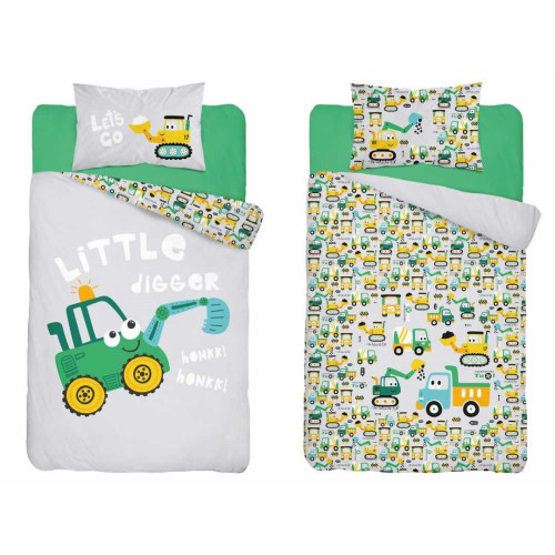 Pościel Dwustronna Bambusowa 100x135cm 2cz Mały Kopacz Zielony