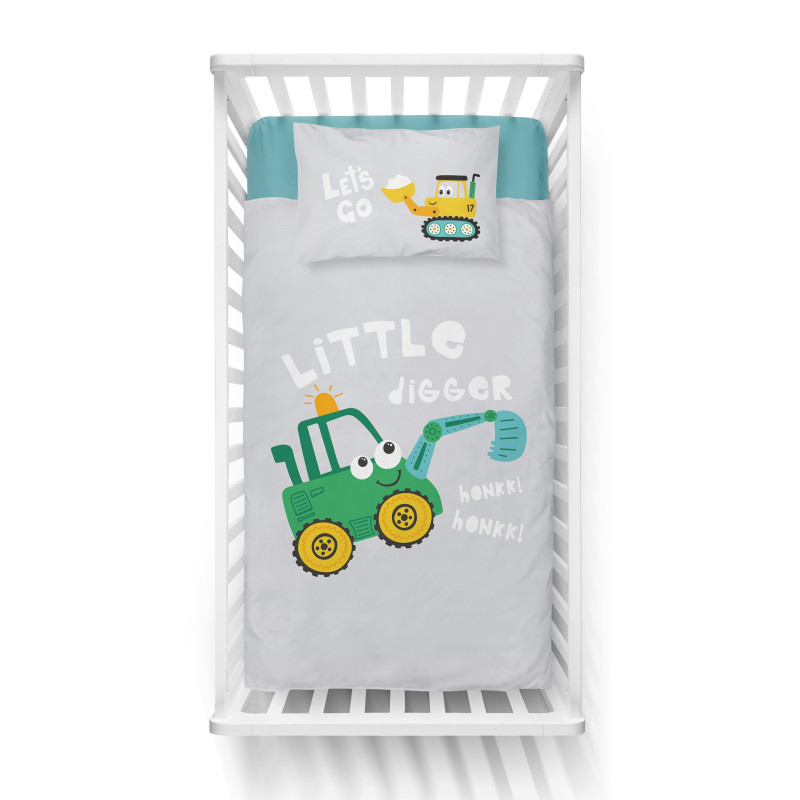 Pościel Dwustronna Bambusowa 100x135cm 2cz Mały Kopacz Zielony