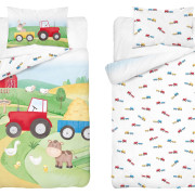 Pościel Dwustronna Bambusowa 100x135cm 2cz Czerwony Traktorek