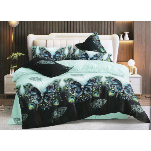 Pościel 3D Satyna Bawełniana 160/200 Z Prześcieradłem Motyle