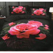 Pościel 3D Satyna Bawełniana 220/200 Z Prześcieradłem Róże