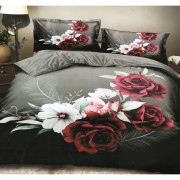 Pościel 3D Satyna Bawełniana 220/200 Z Prześcieradłem Kwiaty