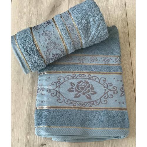 Ręcznik Frotte 100% Bawełna Kąpielowy 70x140 Niebieski Denim