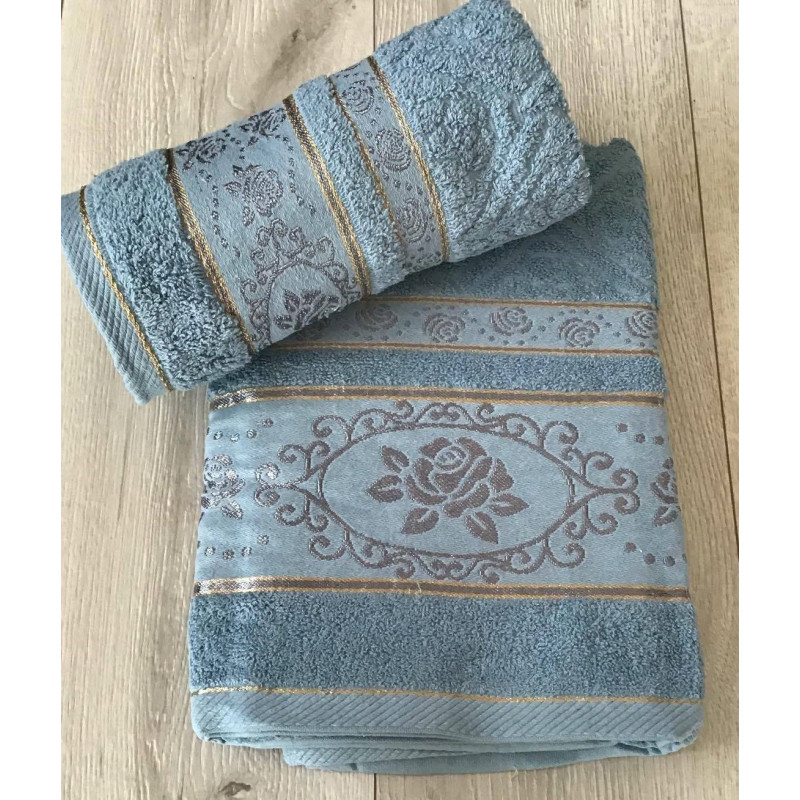 Ręcznik Frotte 100% Bawełna Kąpielowy 70x140 Niebieski Denim