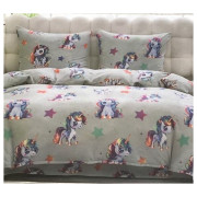 Pościel Gruba Z Mikrofibry Miś 140x200cm 2cz Kolorowe Jednorożce