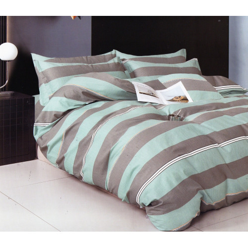 Pościel 140x200 Dwustronna Bawełna Satynowa Collection World Pasy Mięt...