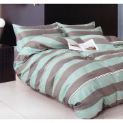 Pościel 140x200 Dwustronna Bawełna Satynowa Collection World Pasy Mięt...