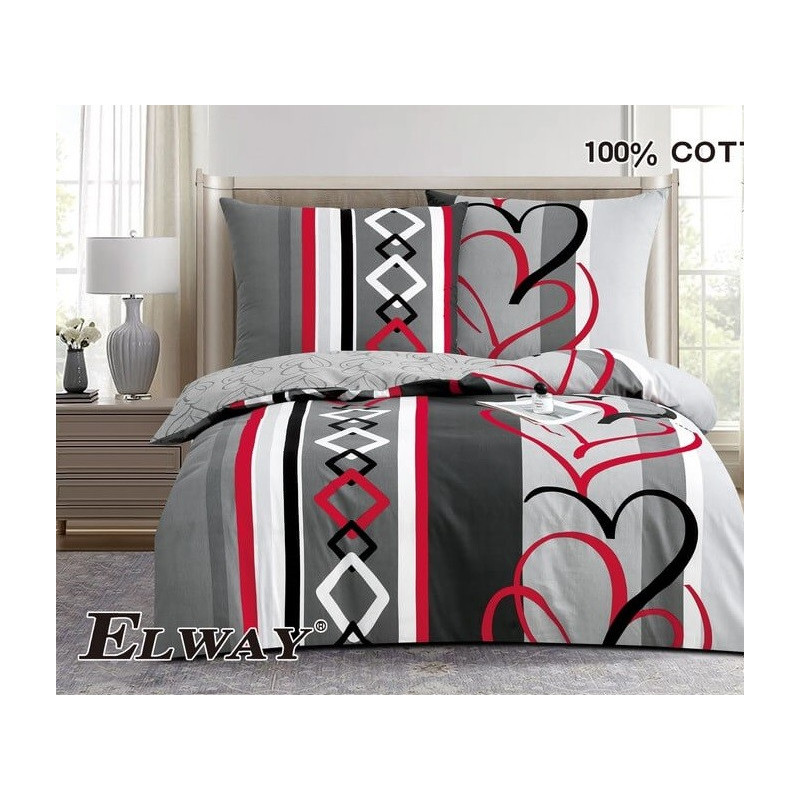 Pościel Bawełniana Dwustronna Elway 160/200 Grafika/Serca