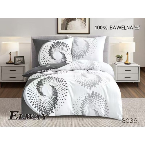 Pościel Bawełniana Dwustronna Elway 160/200 Grafika Szaro Biała