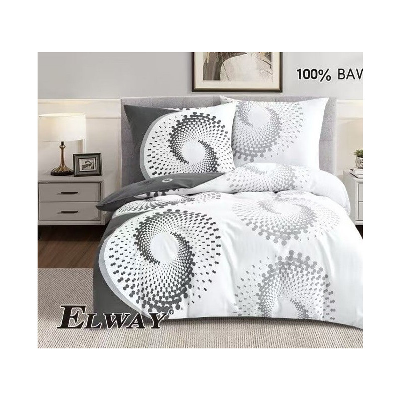 Pościel Bawełniana Dwustronna Elway 160/200 Grafika Szaro Biała