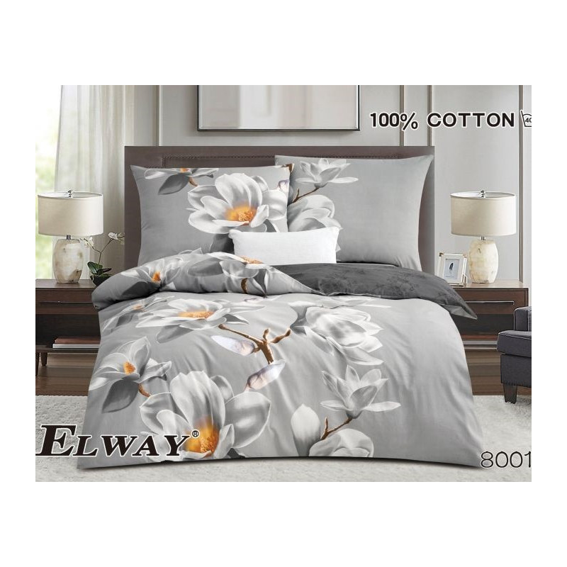 Pościel Bawełniana Dwustronna Elway 160/200 Magnolia Szara