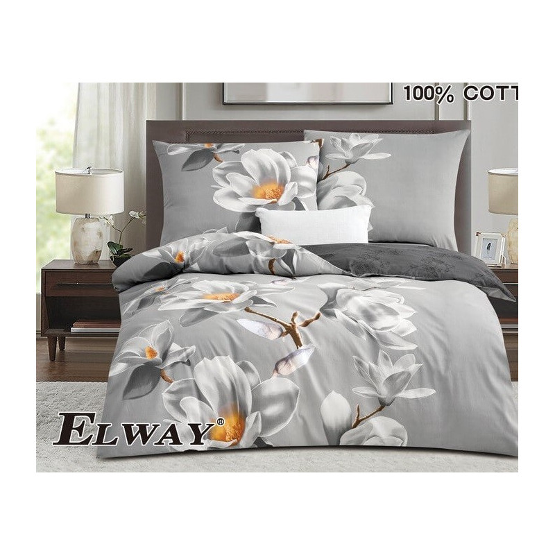 Pościel Bawełniana Dwustronna Elway 160/200 Magnolia Szara