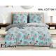 Pościel Dwustronna Bawełniana Elway 220/200 Szara w Niebieskie Kwiaty