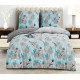 Pościel Dwustronna Bawełniana Elway 220/200 Szara w Niebieskie Kwiaty