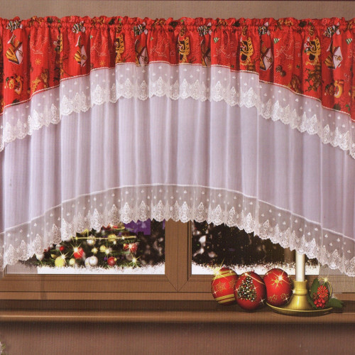 Firana Świąteczna Gotowa 400cmx160cm Renifery Choinki