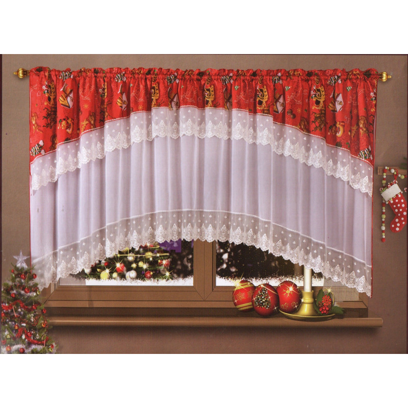 Firana Świąteczna Gotowa 400cmx160cm Renifery Choinki