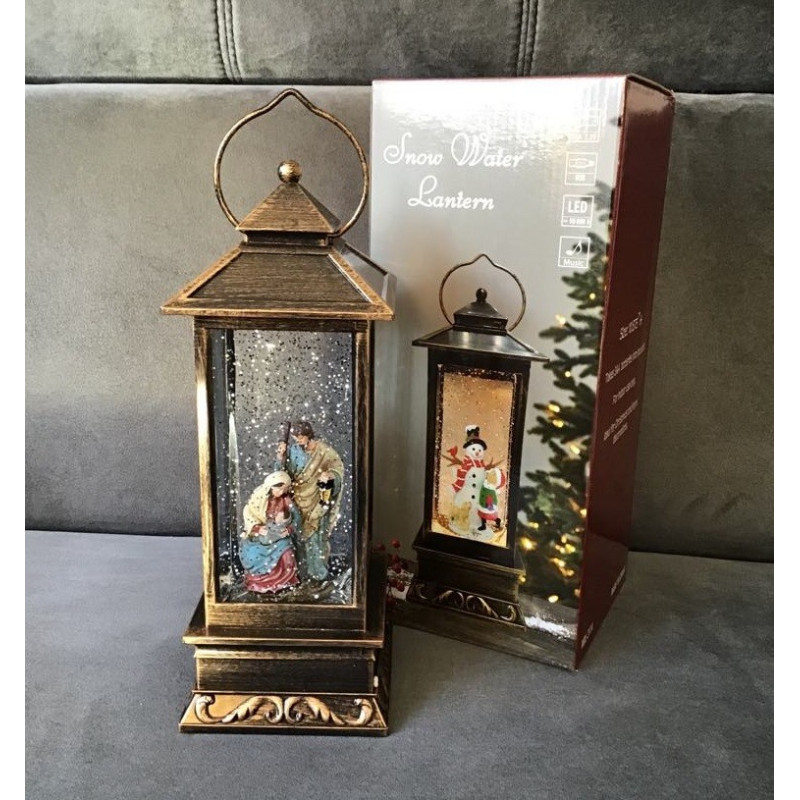 Ozdoba Świąteczna Latarnia Lampion Led Z Pozytywką Święta Rodzina