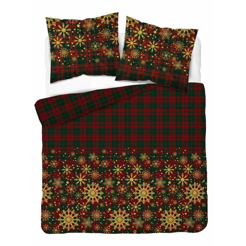 Pościel Świąteczna 160x200 HOME SATIN Detexpol Bawełna 100% Śnieżynki