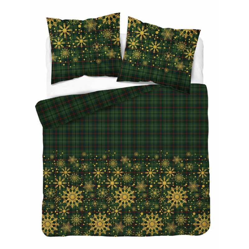 Pościel Świąteczna 160x200 HOME SATIN Detexpol Bawełna 100% Zielona W ...