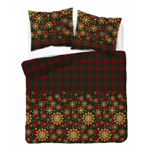 Pościel Świąteczna 220x200 HOME SATIN Detexpol Bawełna 100% Śnieżynki