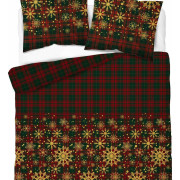 Pościel Świąteczna 220x200 HOME SATIN Detexpol Bawełna 100% Śnieżynki