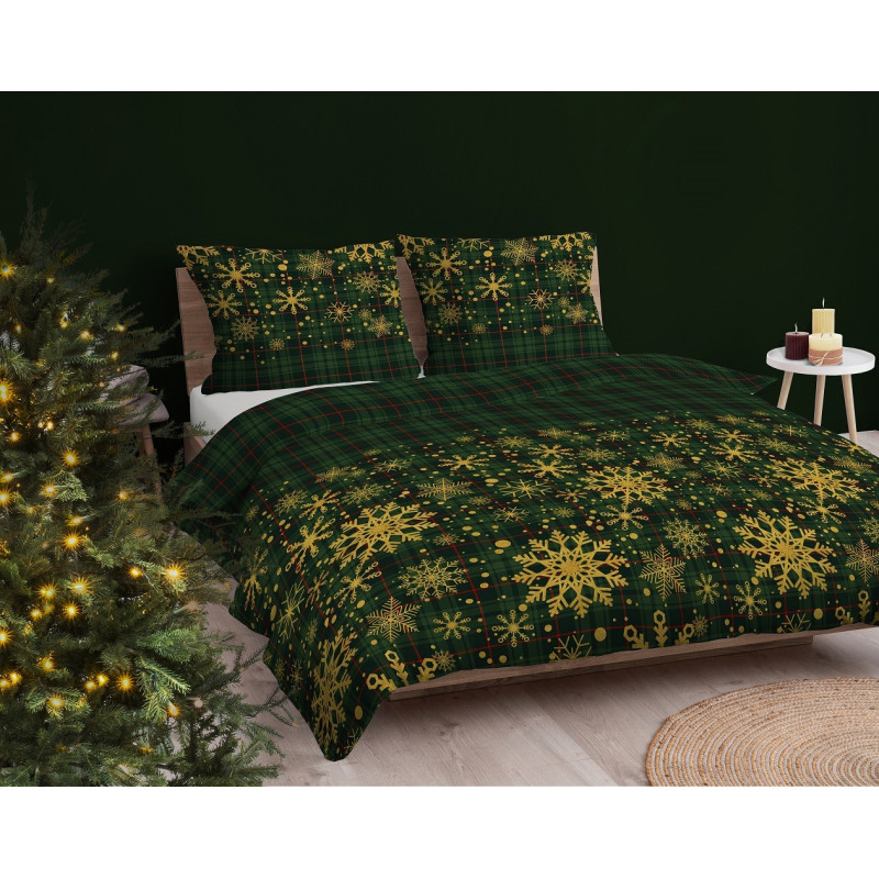 Pościel Świąteczna 220x200 HOME SATIN Detexpol Bawełna 100% Zielona W ...