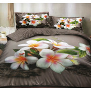 Pościel 3D Satyna Bawełniana 220/200 Z Prześcieradłem Kwiaty