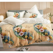 Pościel 3D Satyna Bawełniana 220/200 Z Prześcieradłem Kwiaty